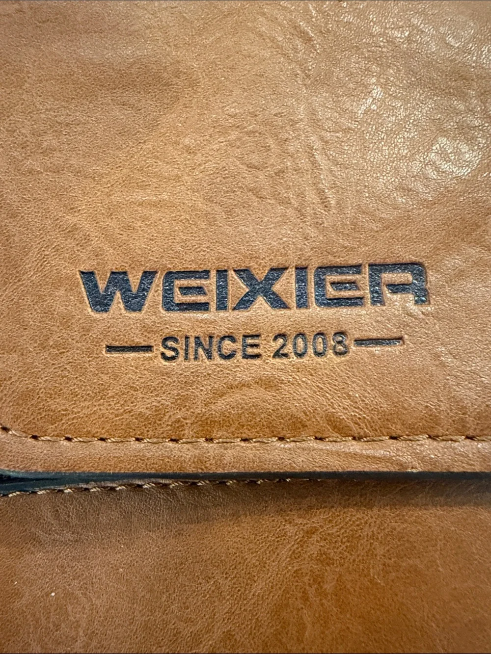 Weixier Tan Leather Messenger Bag for Men